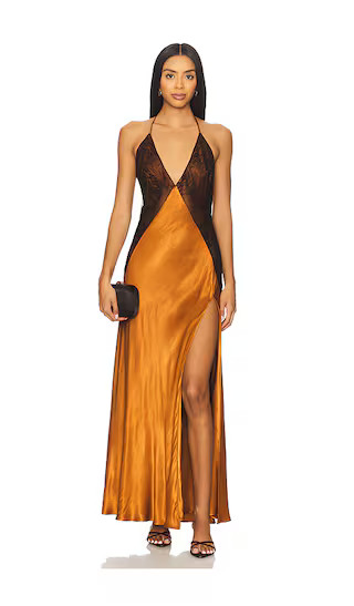 Estrella Halter Maxi Dress in Toffee Lace Dress Evening Dress Evening Outfits Evening Wedding Guest  | Revolve Clothing (Global)