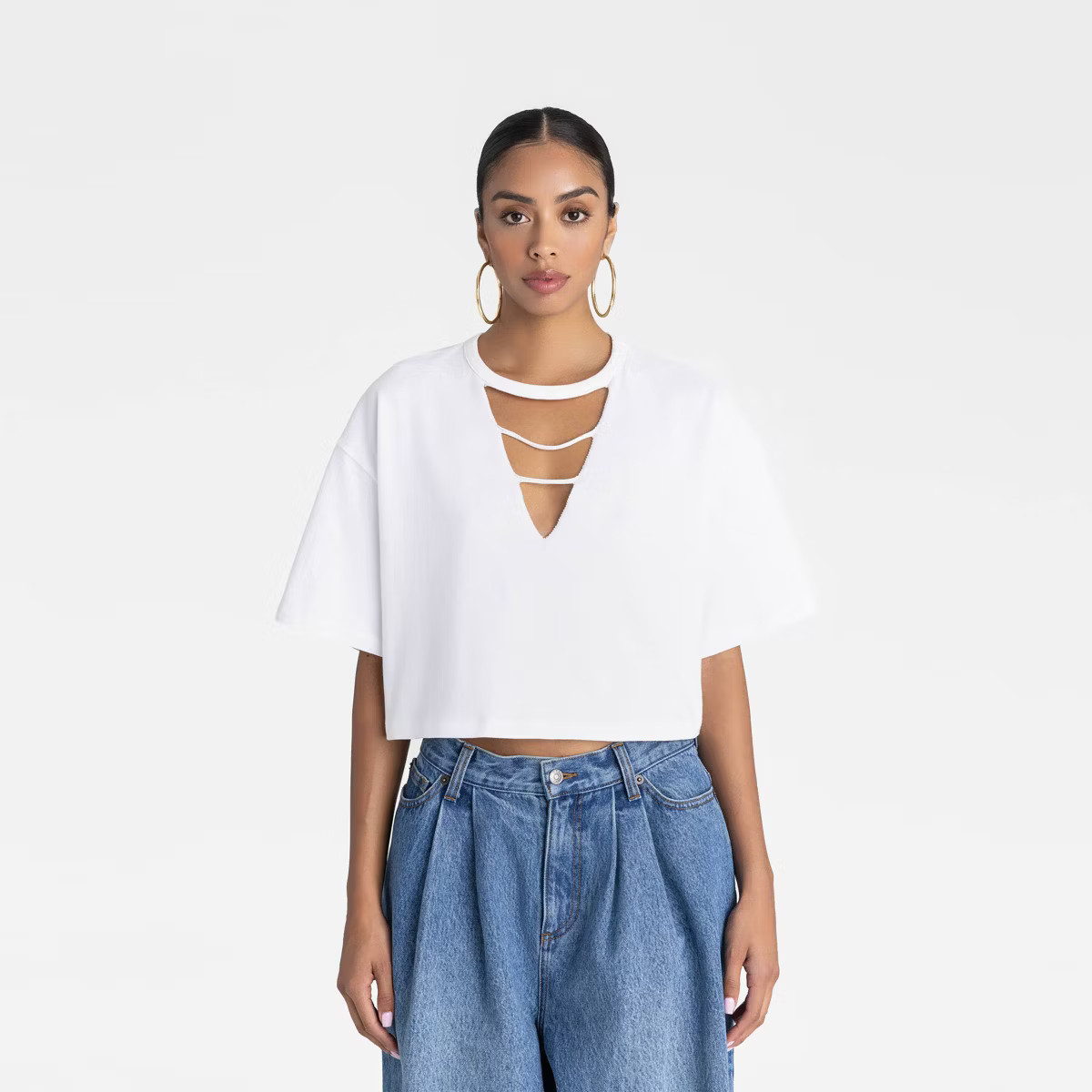 KBB by KAHLANA Women's Short Sleeve T-Shirt 'The Cut Out Tee' | Target