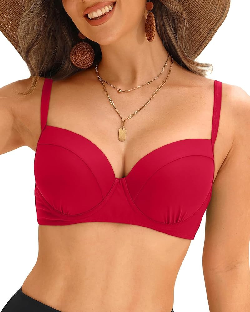 Tempt Me Underwire Push Up Bikini Top - Women Swimsuit Tops Bathing Suit Bra Top Only | Amazon (US)