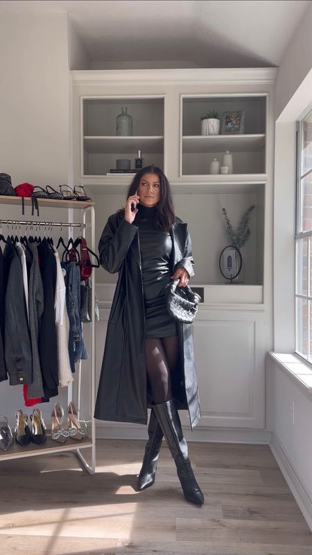 All black and leather outfit for your next holiday party. 
Size small in dress
Trench is old- linked similar
Boots are TTS
Size small in bodysuit 


#LTKstyletip #LTKSeasonal #LTKHoliday