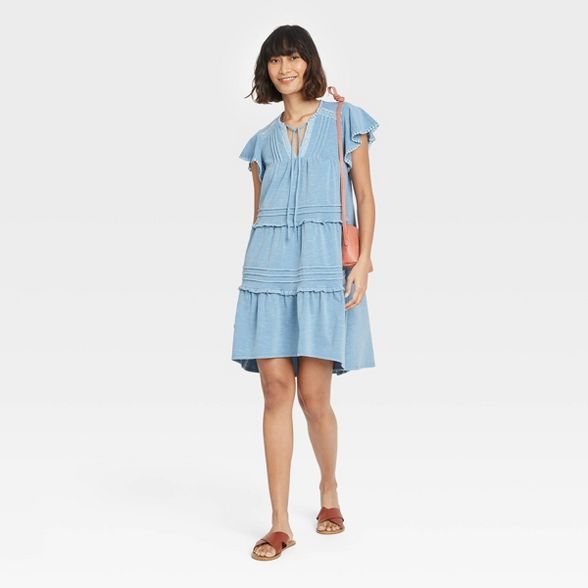 Women's Flutter Short Sleeve Knit Tiered Dress - Knox Rose™ | Target