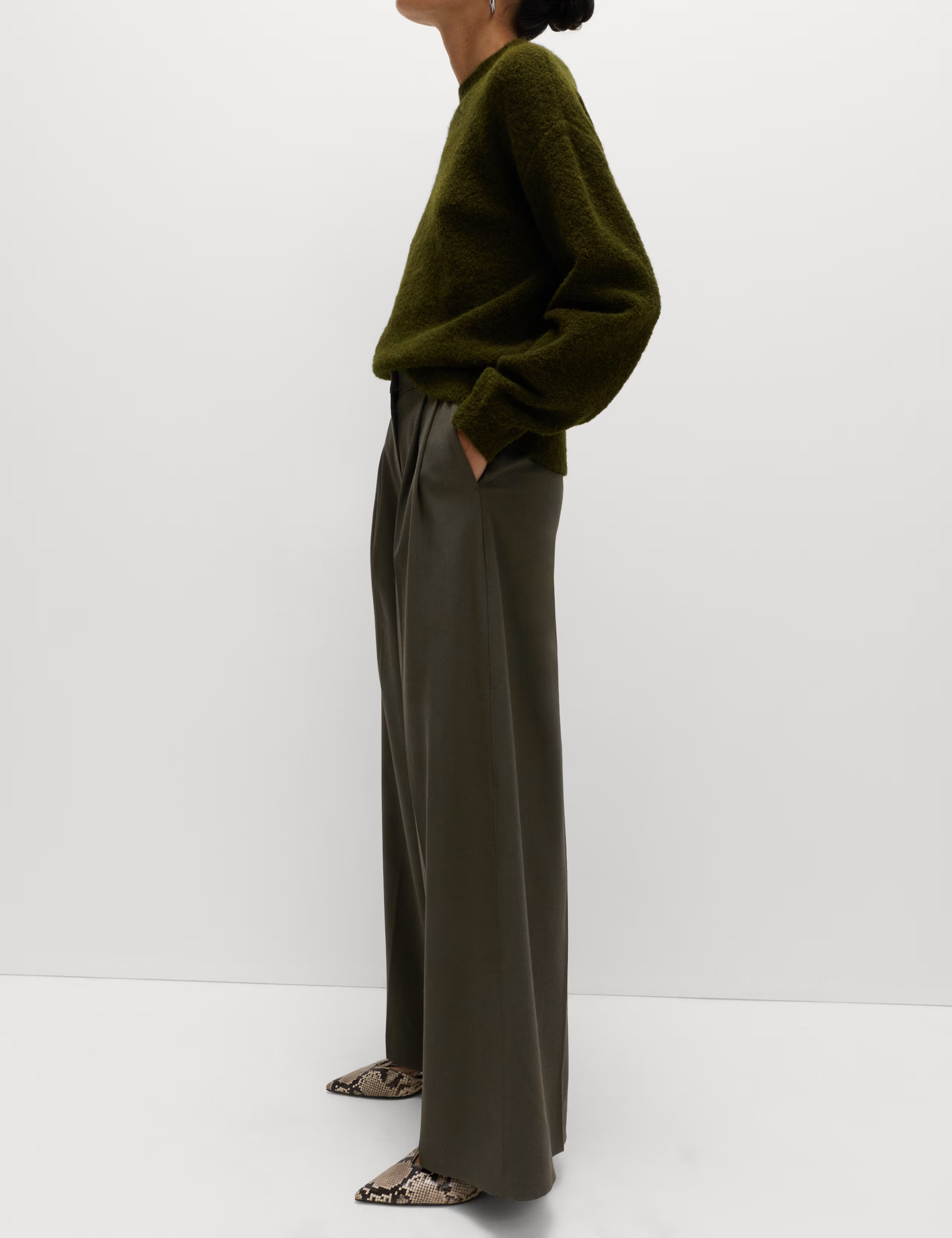 Pleat Front Wide Leg Trousers with Wool | Marks & Spencer (UK)