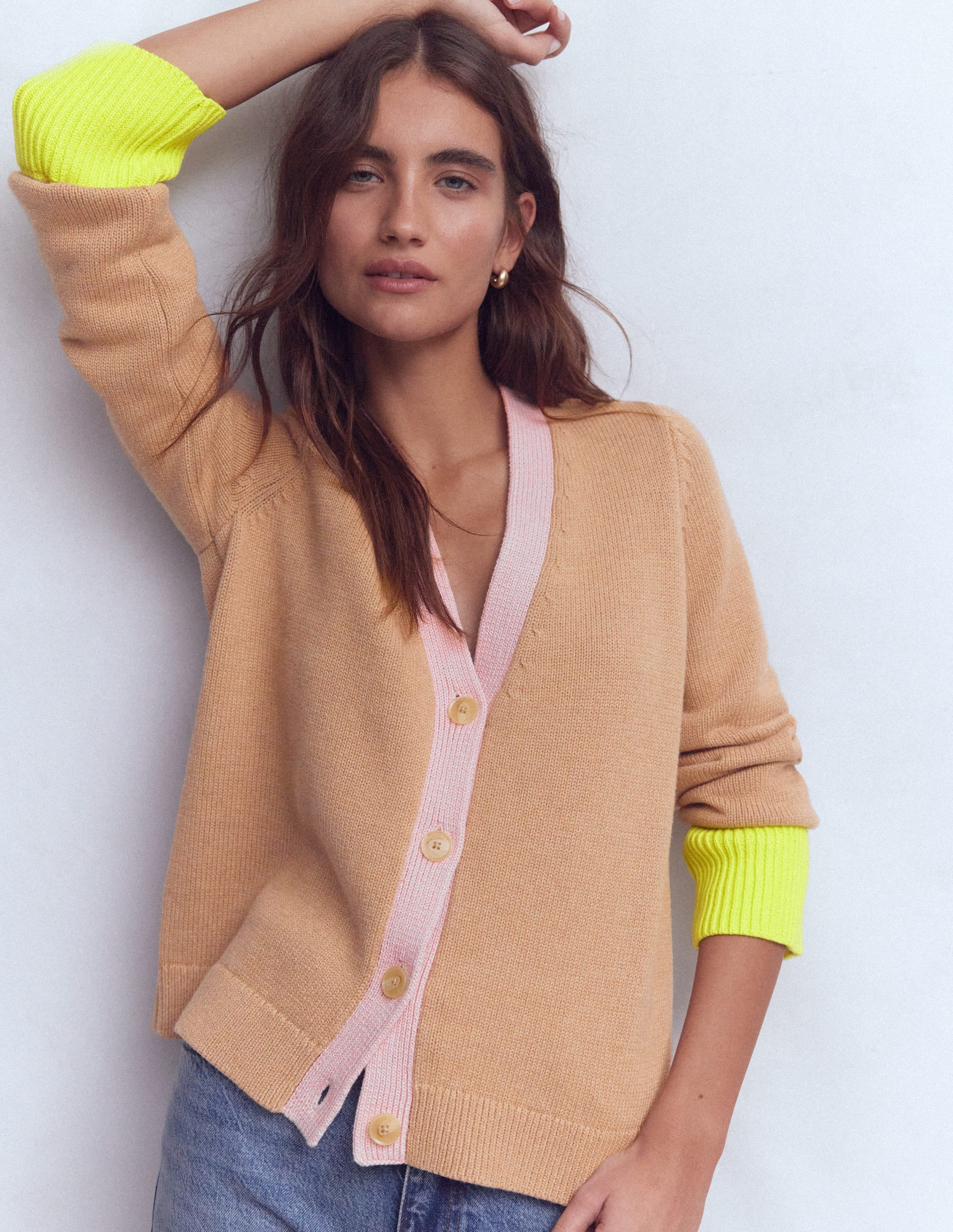 Lucy Relaxed Cotton Cardigan-Camel Melange | Boden (US)