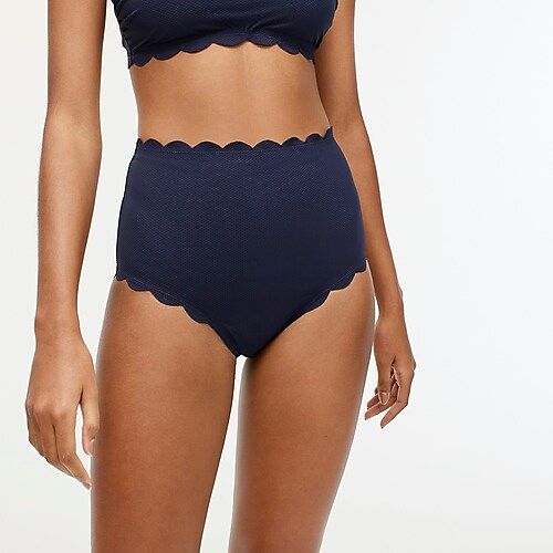 Scallop piqué high-waisted bikini bottom | J.Crew US