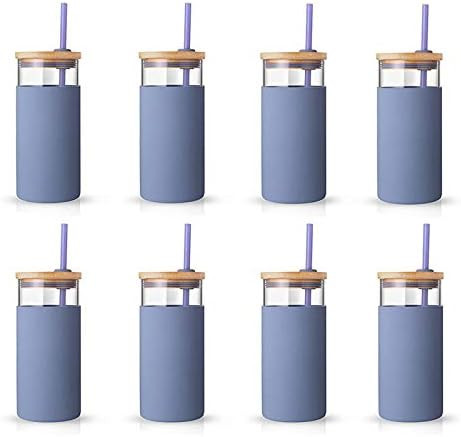 tronco 20oz Glass Tumbler Straw Silicone Protective Sleeve Bamboo Lid - BPA Free | Amazon (US)