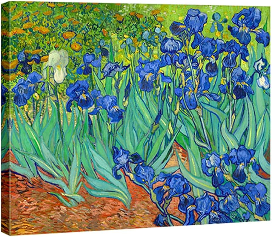 Wieco Art Irises Modern Stretched and Framed Floral Giclee Canvas Print By Van Gogh Famous Flower... | Amazon (US)