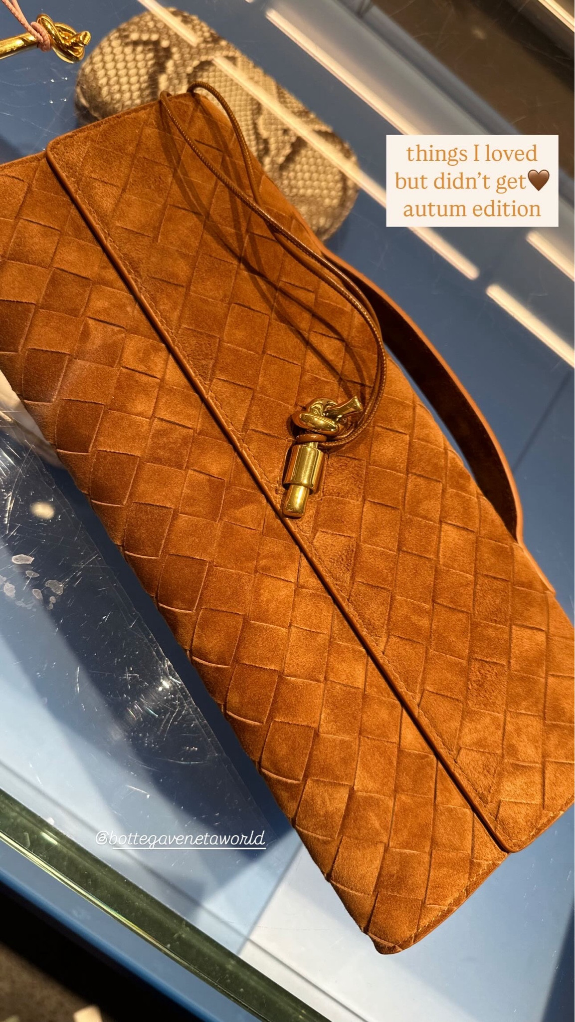 Most gorgeous fall Bottega Venetta clutch🤎 tobacco suede intrecciato andiamo clutch🧸 #fallbags #fallfashion #bottega #clutch 

#LTKStyleTip #LTKItBag #LTKSeasonal