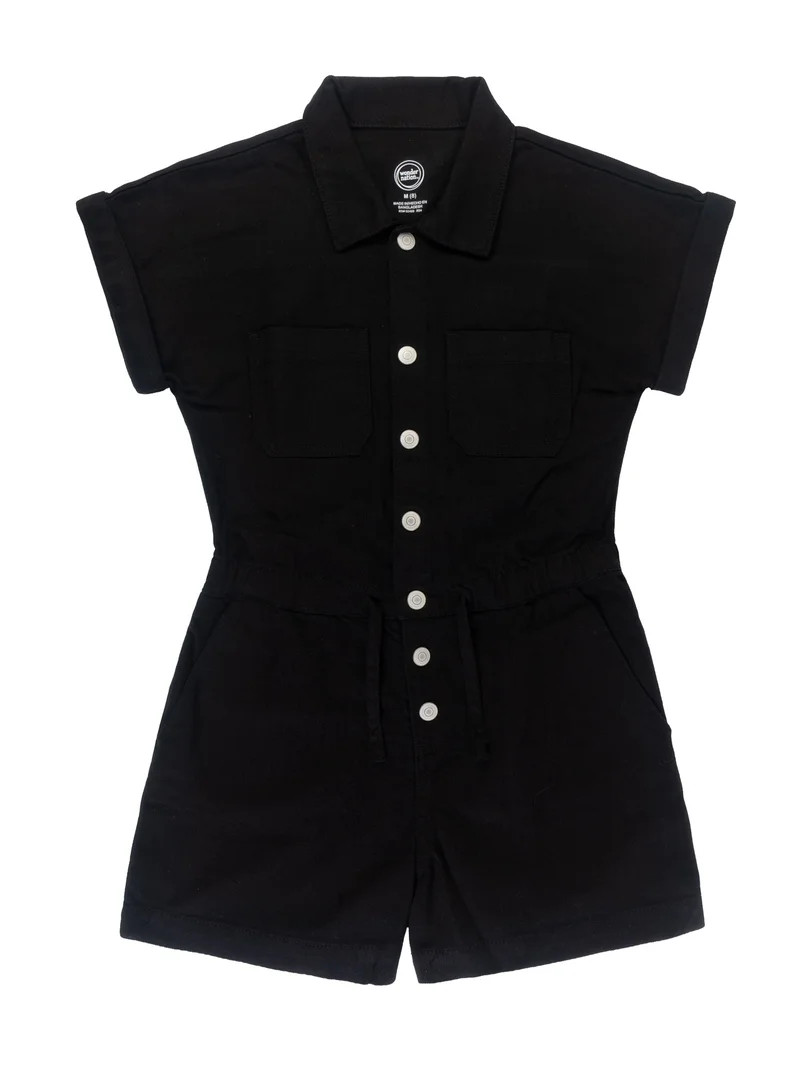 Wonder Nation Girls Denim Romper, Sizes 4-18 | Walmart (US)