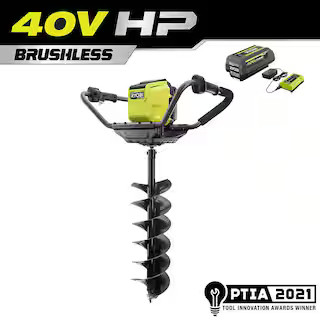 RYOBI 40V HP Brushless Cordless Earth Auger Powerhead with 8 in. Bit with 4.0 Ah Battery and Char... | The Home Depot