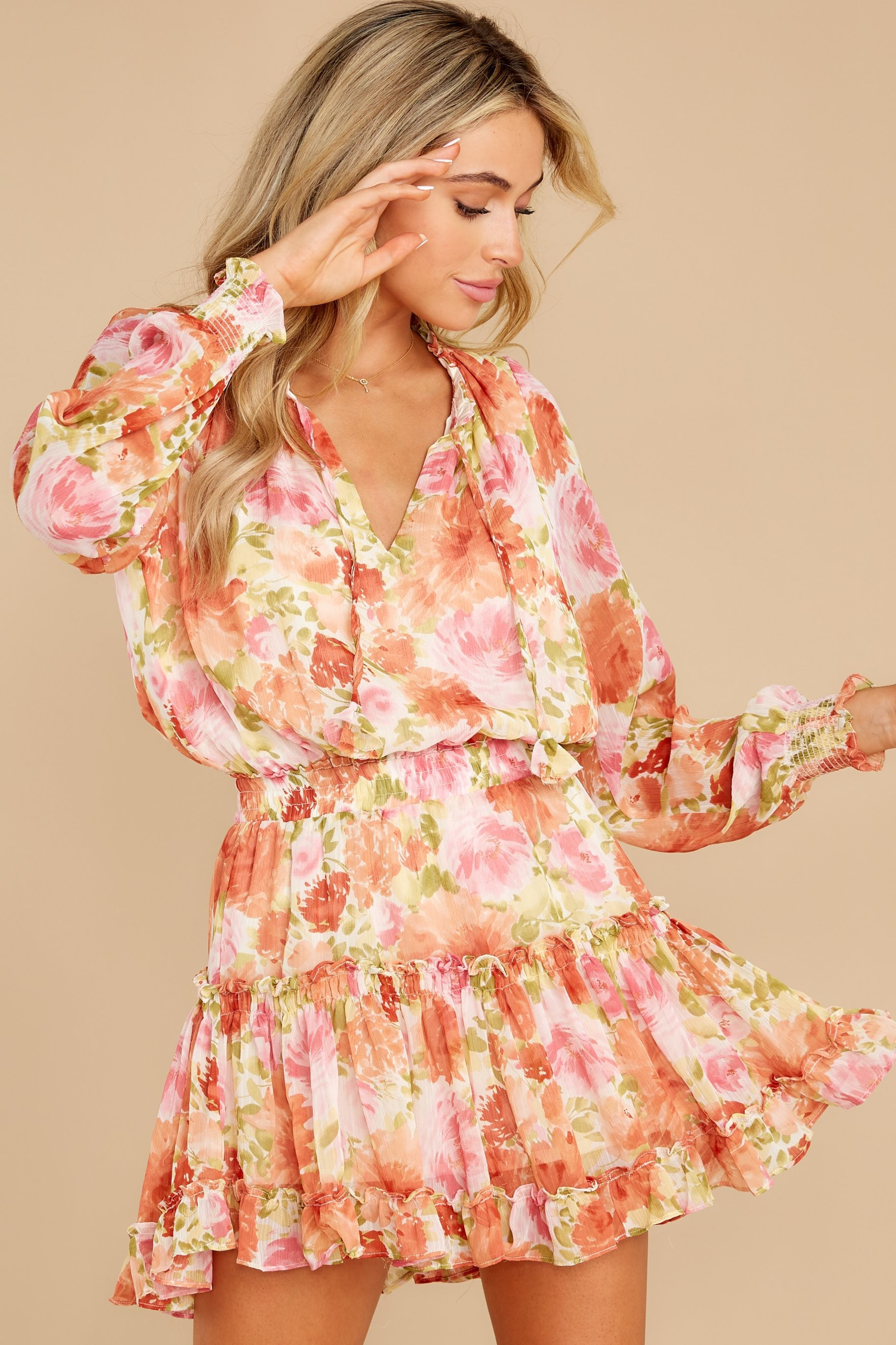 Freelance Dreamer Pink Floral Print Dress | Red Dress 