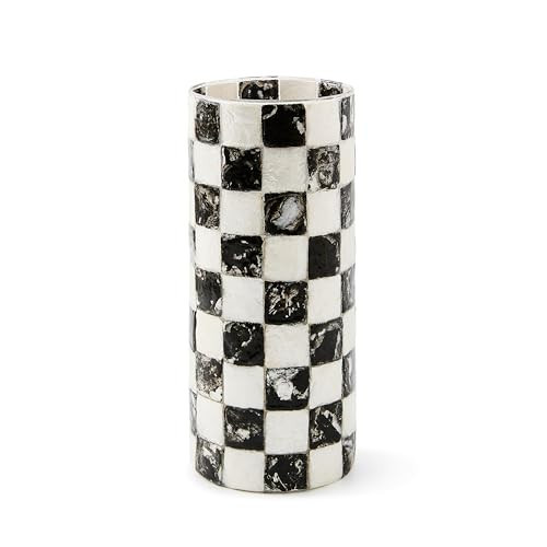 MACKENZIE-CHILDS Capiz Small Vase, Unique Flower-Vase Decor, Black-and-White Courtly Check | Amazon (US)