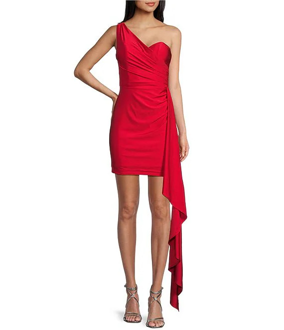 GB Social One Shoulder Jersey Dress | Dillard's | Dillard's