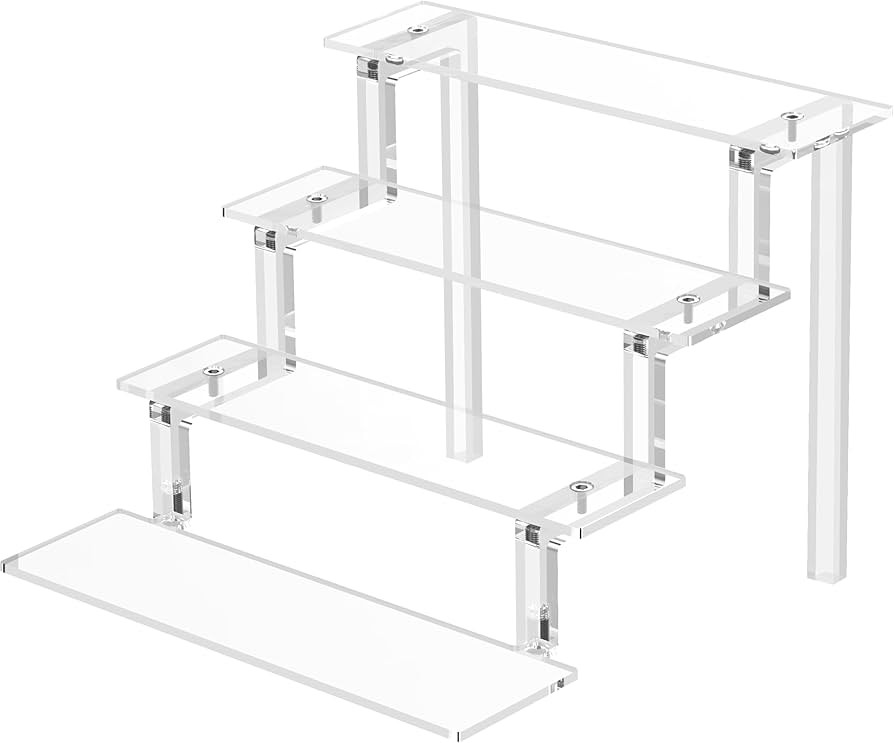 WINKINE Acrylic Riser Display Shelf, Display Riser Compatible with Funko POP Figures, 4 Tier Perf... | Amazon (US)