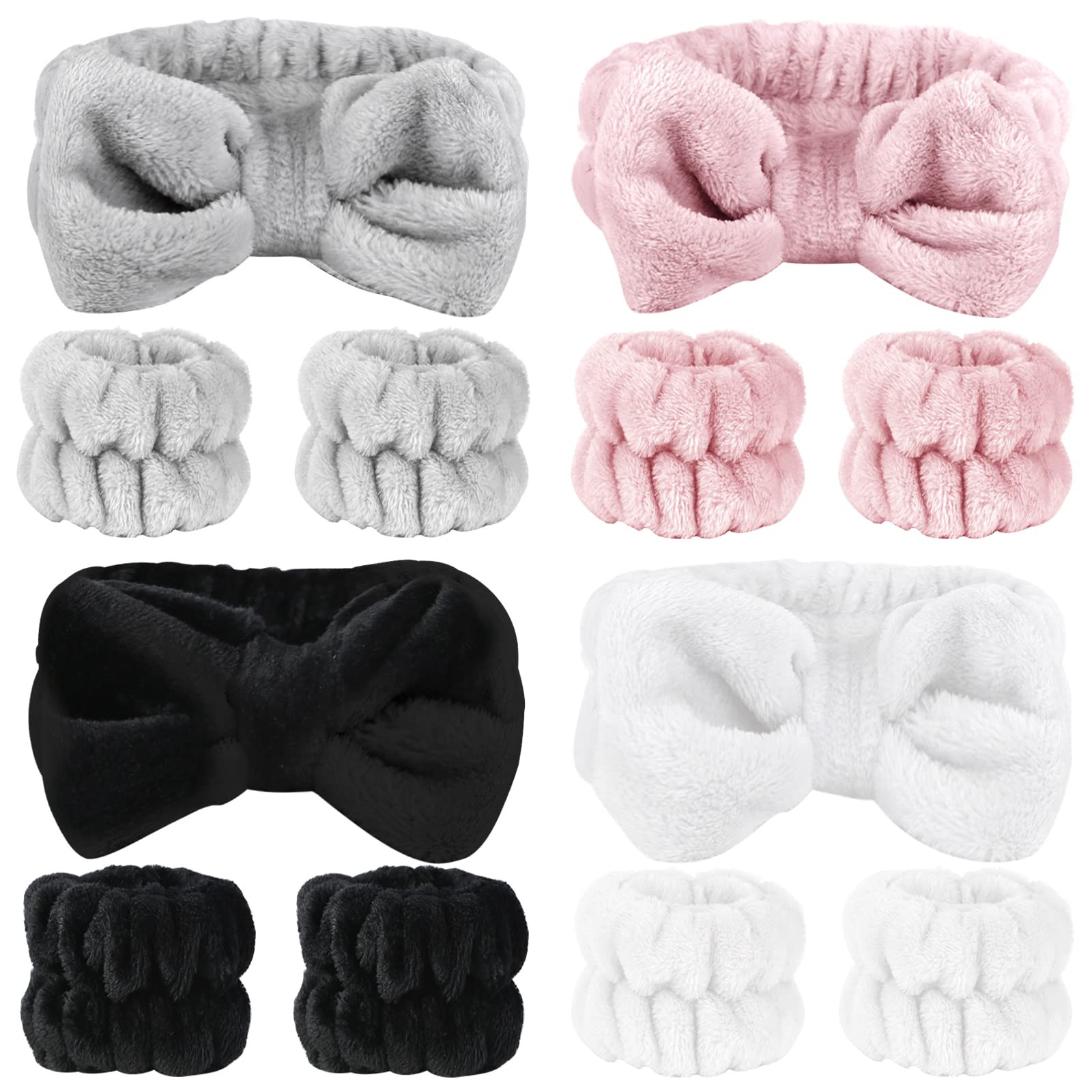 12 PCS Face Wash Headband Wristband Set for Women Girls, Soft Microfiber Facial Spa Hair Wraps Ma... | Amazon (US)