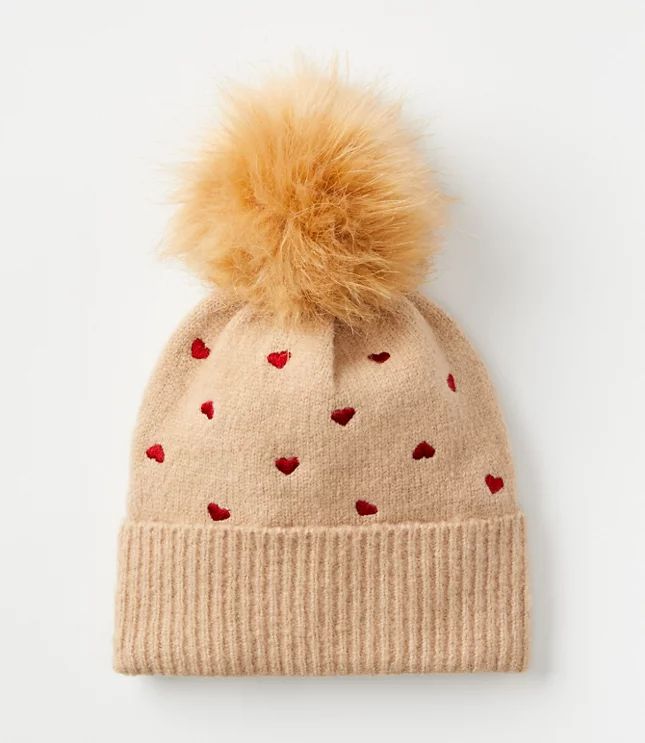 Heart Faux Fur Pom Pom Hat | LOFT