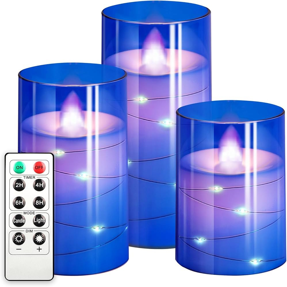 NURADA Flickering Flameless Candles with Star String, LED Candles Imitation Glass - Acrylic Batte... | Amazon (US)