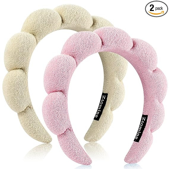 Headband, Set of 2 - Terry Cloth Spa Headbands for Washing Face or Facial, Puffy Makeup Headbands... | Amazon (US)