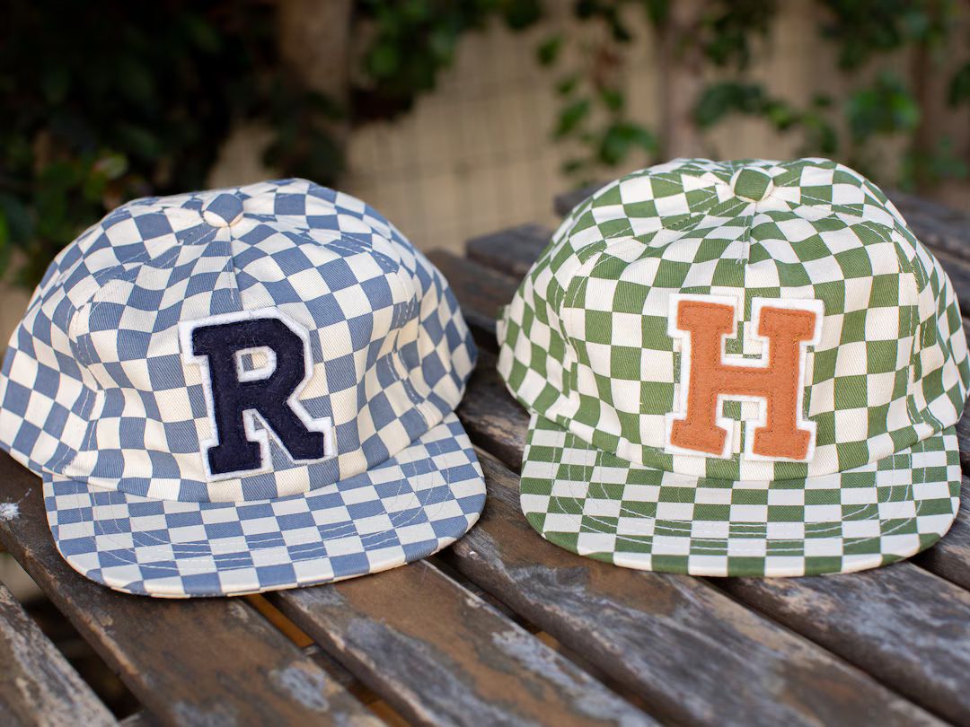 Kids Checkered Hat Custom Initial Baseball Hat Boys Personalized Preteen Gift Boys Baseball Hat M... | Etsy (US)