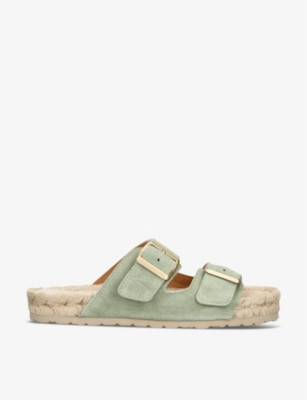 Hamptons Nordic double-buckle flat suede sandals | Selfridges