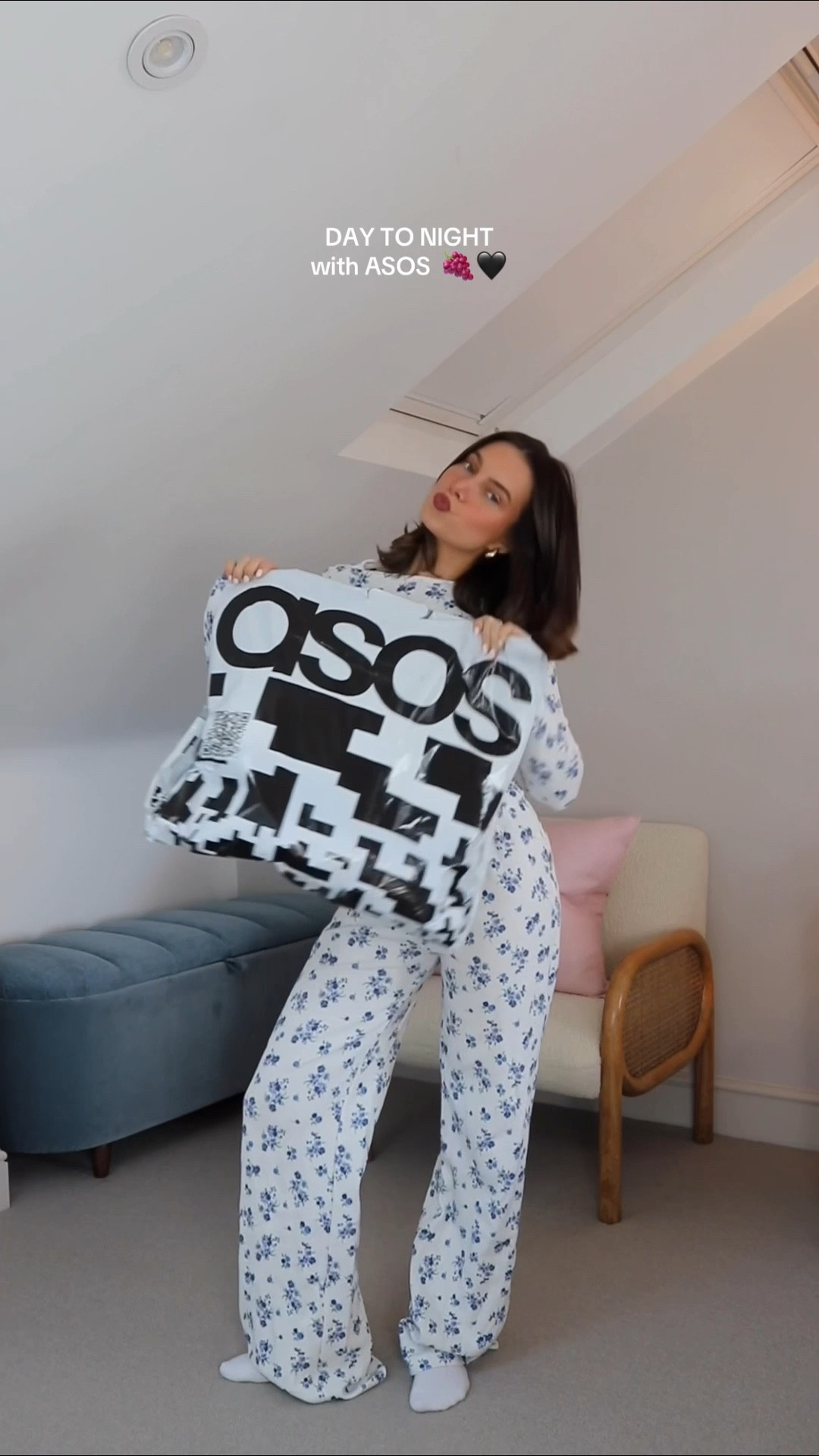 Two looks to take you from day to night with ASOS! A cosy working from home look to a dressy date night outfit 🍇🖤