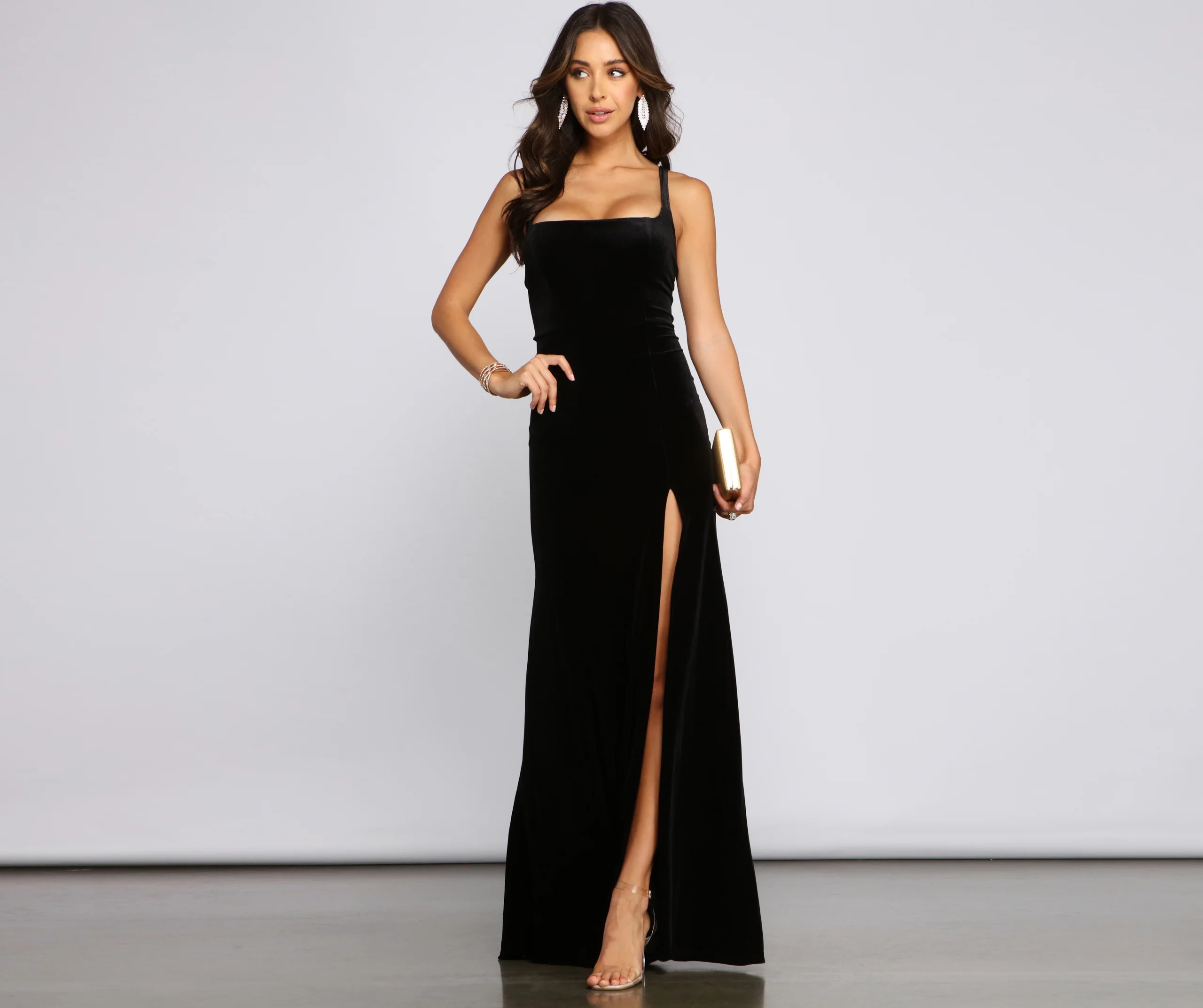 Christina Lace-Up Back Velvet Dress | Windsor Stores