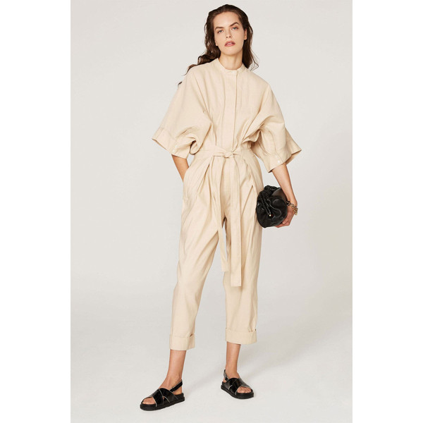 3.1 Phillip Lim Tan Short Sleeve Jumpsuit brown | Rent the Runway