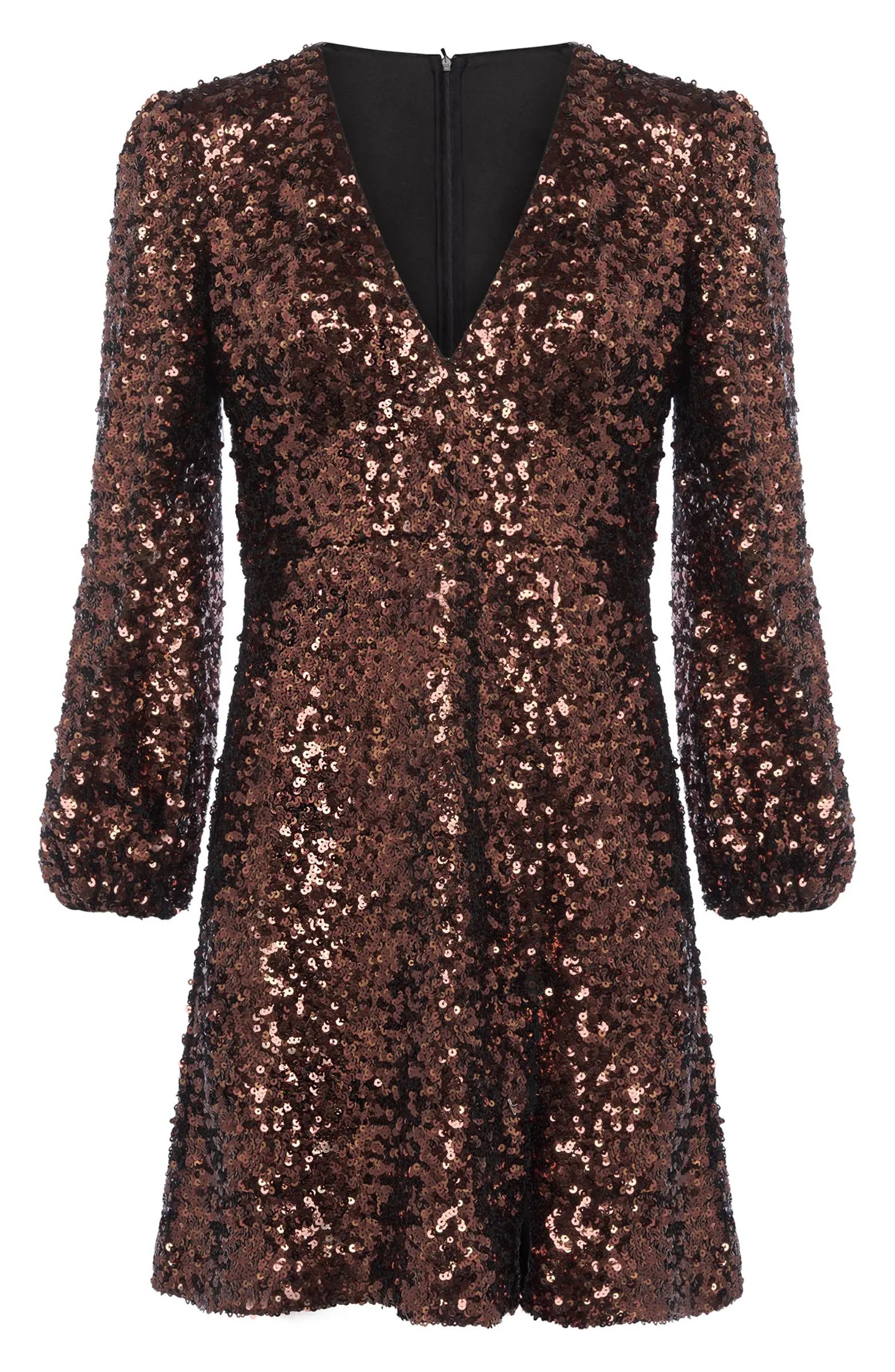 French Connection Sequin Long Sleeve Empire Waist Cocktail Dress | Nordstrom | Nordstrom
