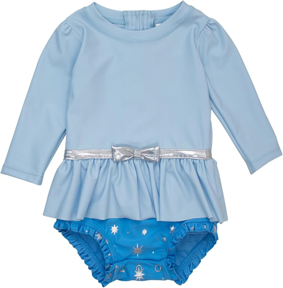 RuffleButts Baby Girls UPF50+ Princess Long Sleeve Bow Skirted One Piece Swimsuit | Amazon (US)