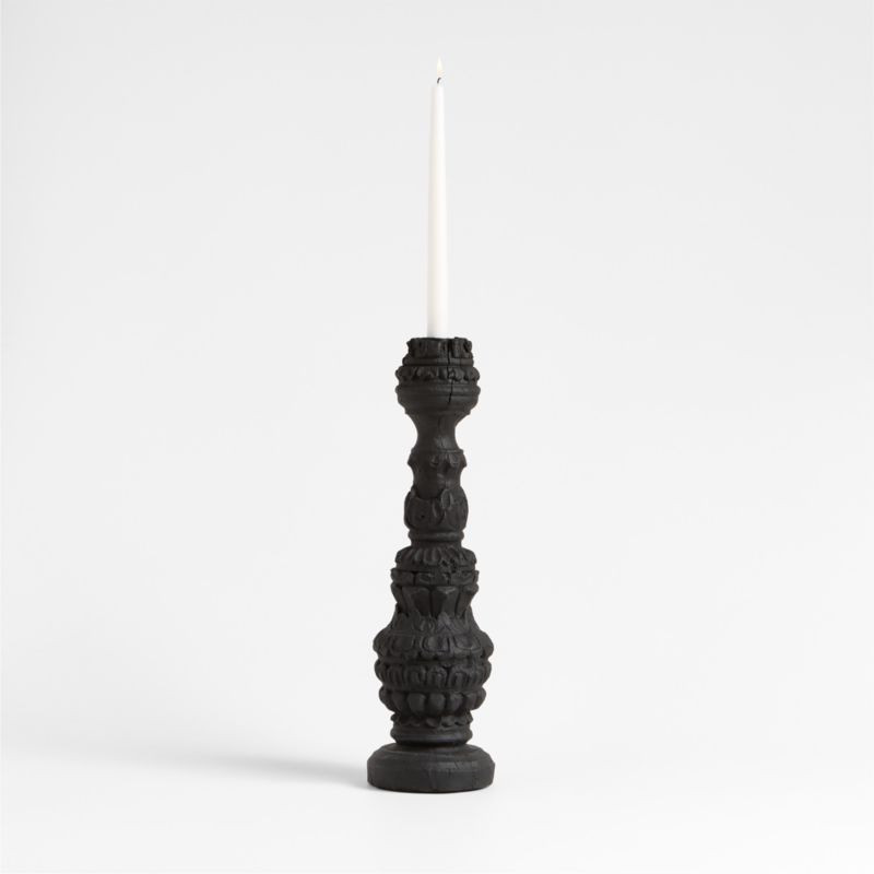 Finestra Large Black Taper Candle Holder 19 | Crate & Barrel