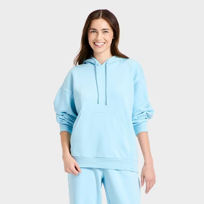 Women's Fleece Hoodie Sweatshirt - JoyLab™ Light Blue XL | Target