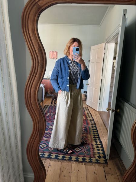 Wide leg trousers, Gap X Doên, casual outfit, denim jacket, spring outfit, layering, tailored trousers, Isabel marant sandals 

#LTKstyletip #LTKuk #LTKspring