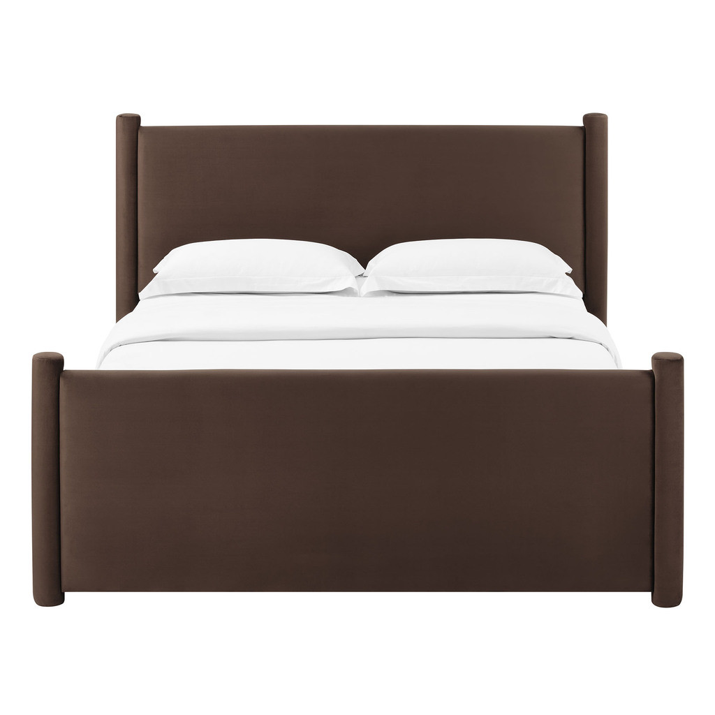 Rael Performance Velvet King Platform Bed In Chocolate Brown | 1stopbedrooms