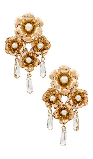 Quadruple Rose Chandelier Earrings in Gold | Revolve Clothing (Global)