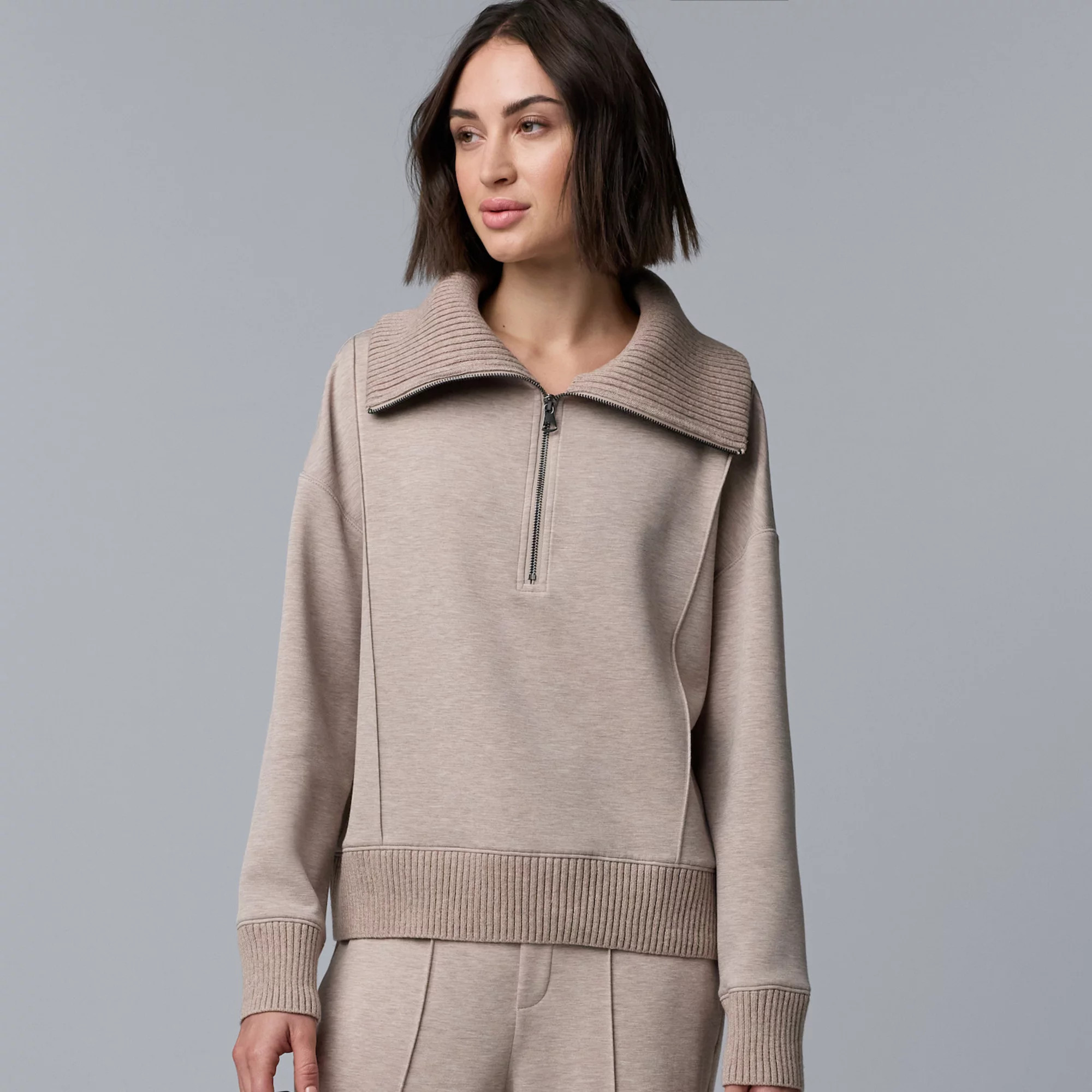 Women's Simply Vera Vera Wang Mixed Media Scuba Sweater | Kohl's