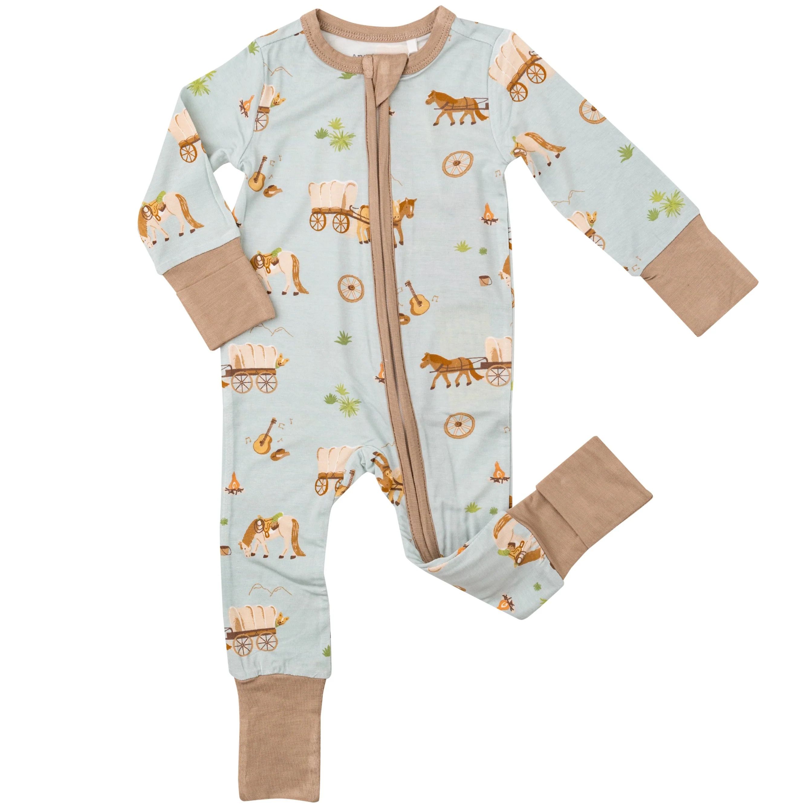 2-Way Zip Romper, Covered Wagon | SpearmintLOVE