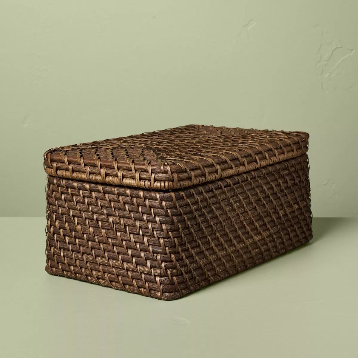 Woven Rattan Decorative Box Dark Brown - Hearth & Hand™ with Magnolia | Target