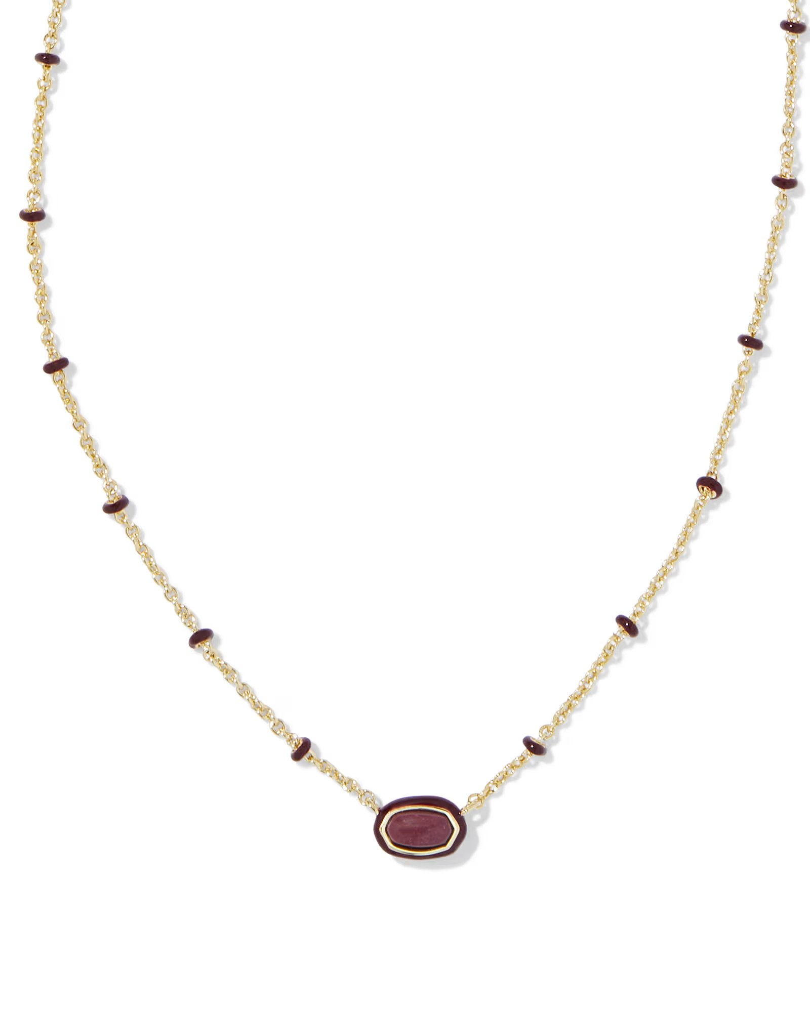 Mini Elisa Gold Enamel Frame Short Pendant Necklace in Maroon Magnesite | Kendra Scott