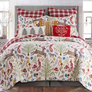 Levtex Home Folk Deer 3-Piece Multicolor Woodland/Plaid Holiday Cotton King/Cal King Quilt Set | The Home Depot