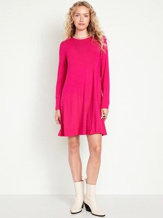 Long-Sleeve Jersey-Knit Mini Swing Dress for Women | Old Navy (US)