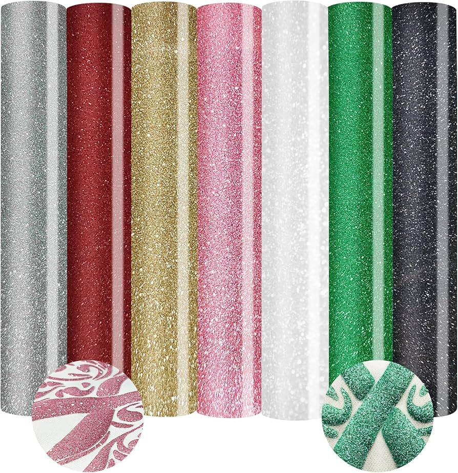 Glitter Puff Vinyl Heat Transfer 3D - Puff HTV Vinyl 7 Sheets 12"x 10" Glitter Heat Transfer Viny... | Amazon (US)