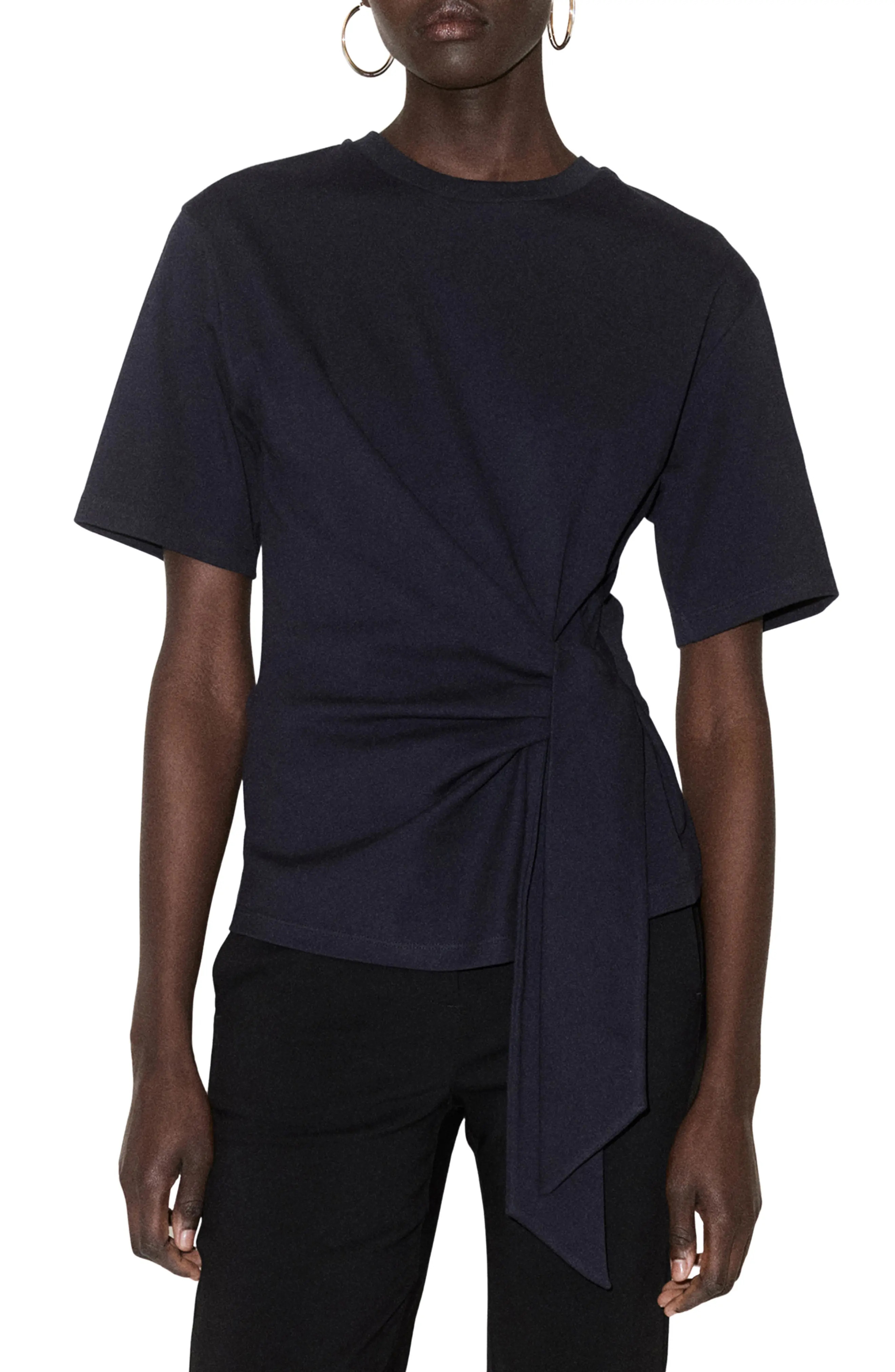 Side Tie Stretch Cotton T-Shirt (Women) | Nordstrom | Nordstrom