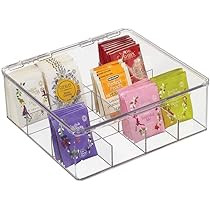 mDesign Plastic Stackable Tea Bag Organizer Storage Bin with Lid for Kitchen Cabinets, Countertops,  | Amazon (US)