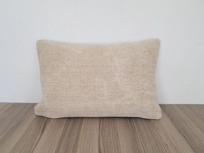 Beige Hemp Pillow Cover 16x24-Handmade Woven Couch Pillow-Lumbar Pillow Cover-Deocrative Pillowca... | Etsy (US)