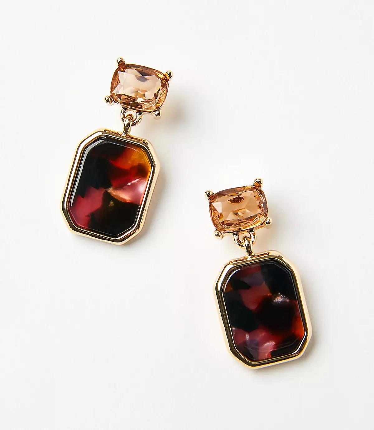 Tortoiseshell Print Crystal Drop Earrings | LOFT