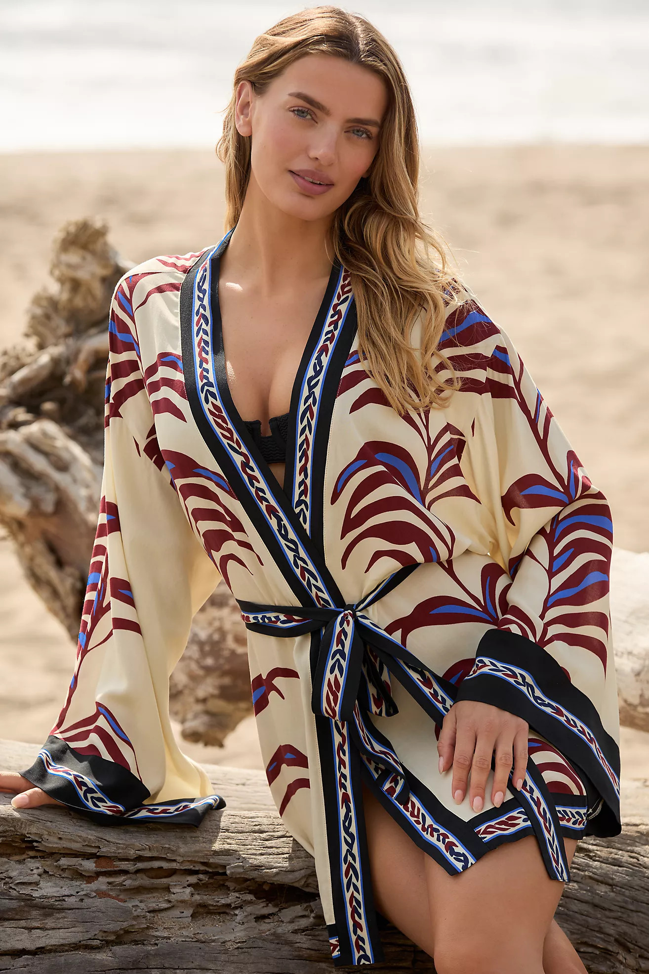 Bel Kazan Long-Sleeve Graphic Tie-Belt Top | Anthropologie (US)