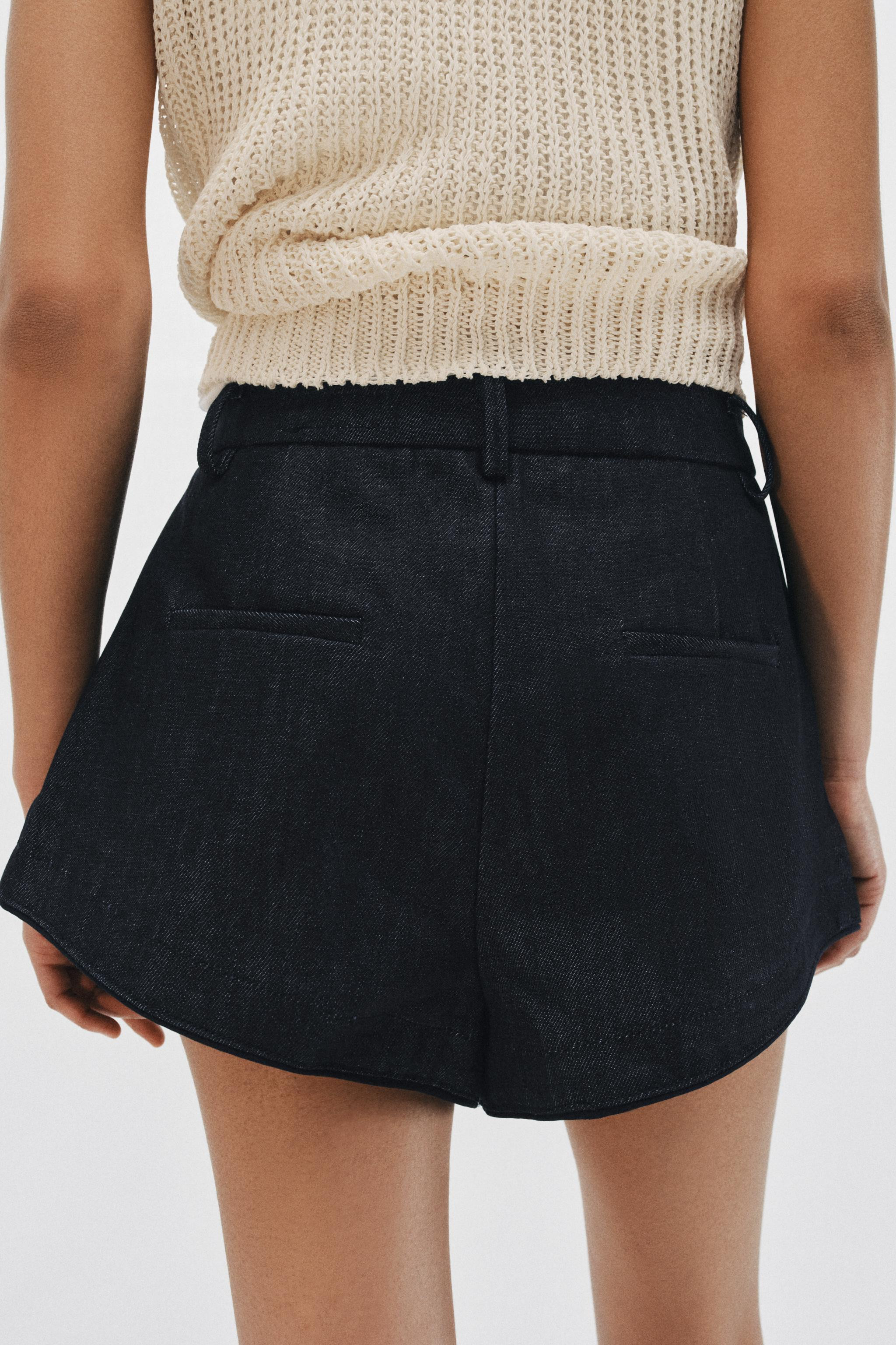 ZW COLLECTION PLEATED DENIM SHORTS | Zara US
