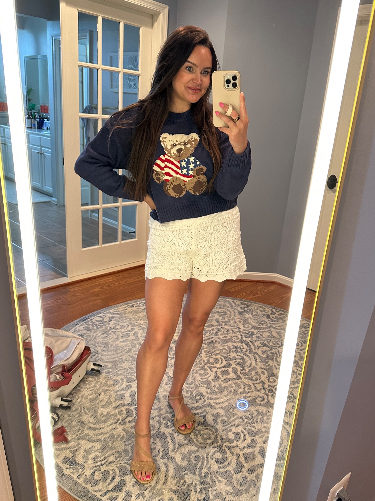 love this comfy patriotic look 
❤️🤍💙
Sized up to a large in the sweater 

#LTKSeasonal #LTKSaleAlert #LTKFindsUnder50