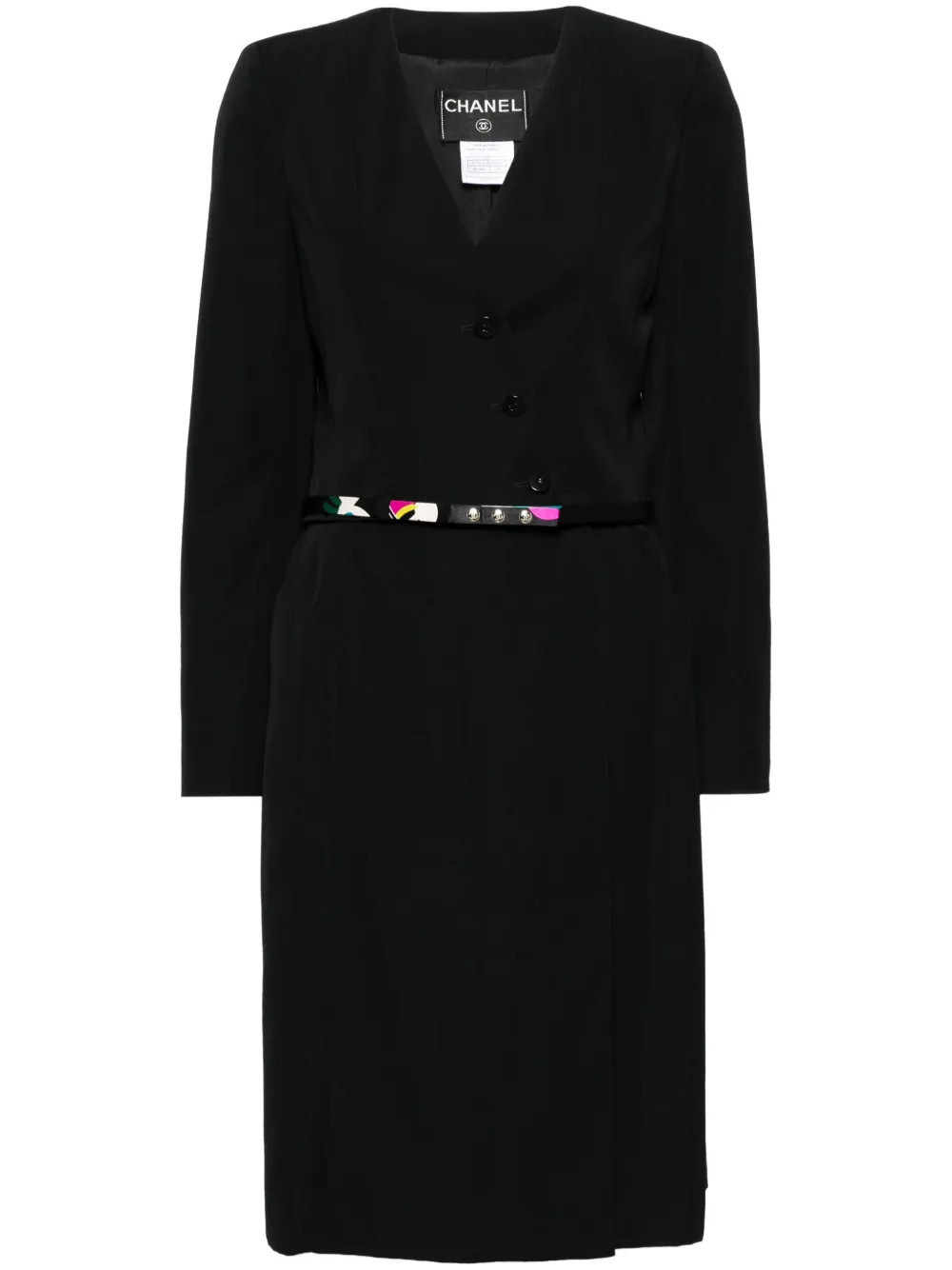 CHANEL Pre-Owned 2000 single breasted skirt suit - Black | Farfetch Global
