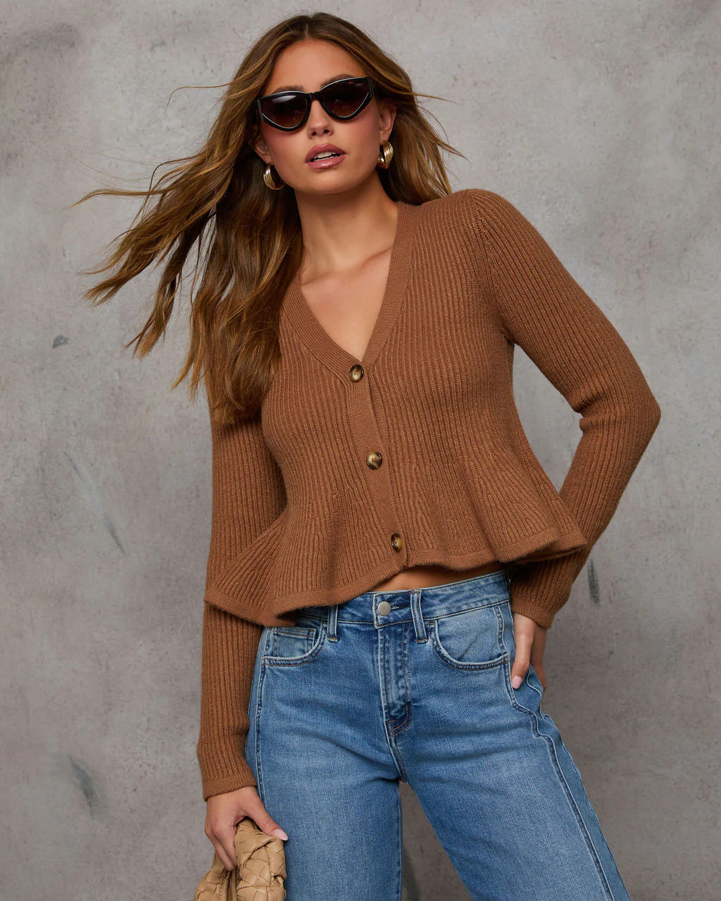 Stewart Peplum Button Front Sweater | VICI