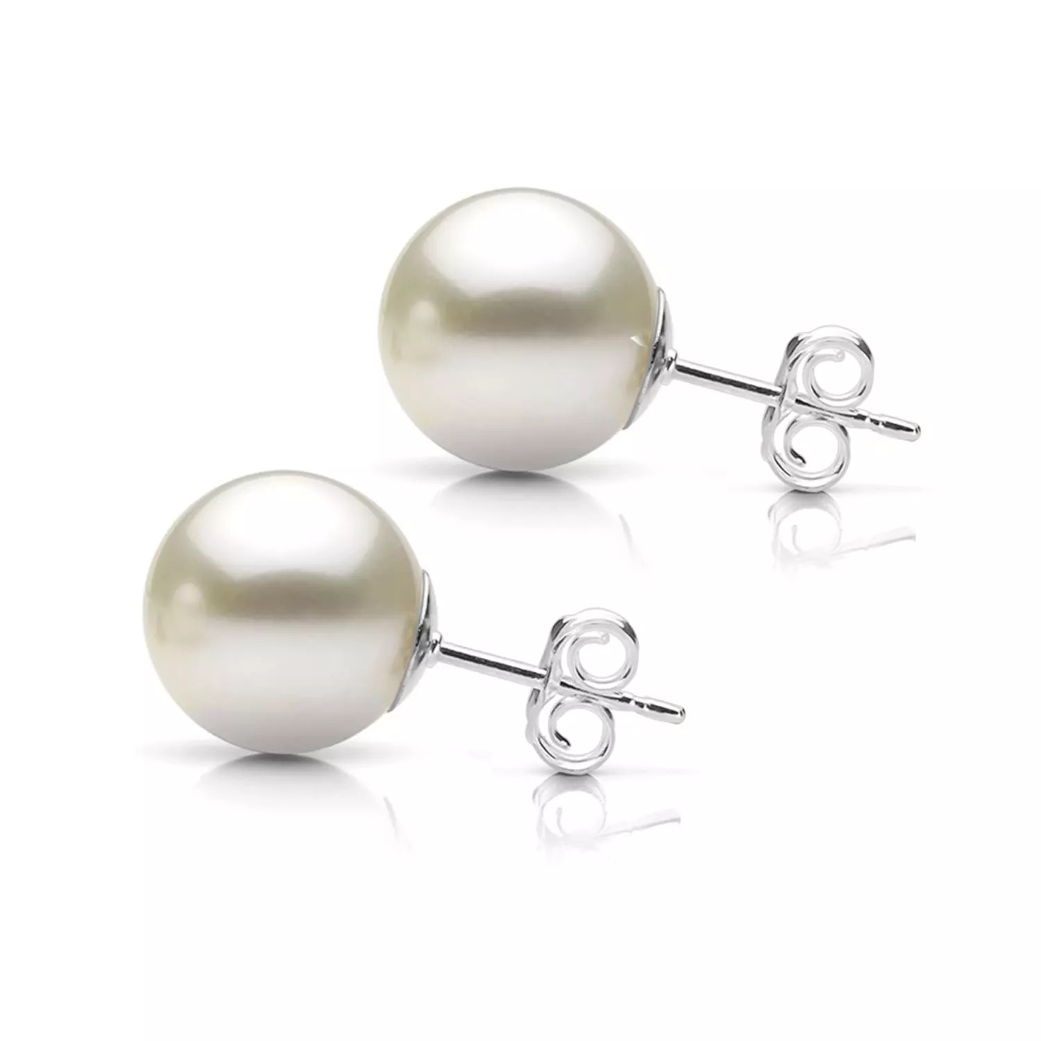 White Grade AAA Round Akoya Pearl Stud Earring with 14K White Gold Post - Various Pearl Sizes Ava... | Sam's Club